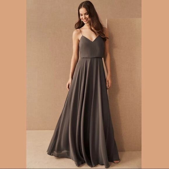 Jenny Yoo Insesse Bridesmaid Dress | Charcoal - Picture 1 of 14